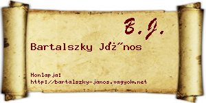Bartalszky János névjegykártya